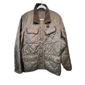 Beauty & Youth Quilted Barn Jacket Corduroy‎ Collar Olive Green Size L